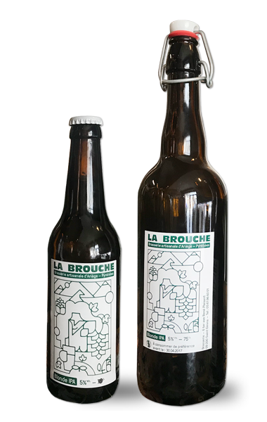 Bouteille de 33cl et 75 cl de la bière IPA de La Brouche